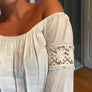 White strapless long sleeves